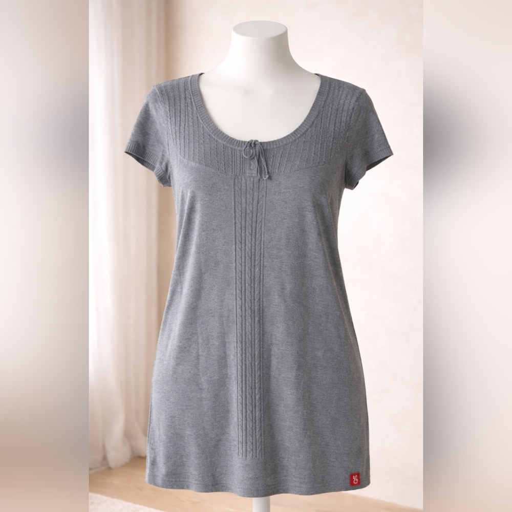 edc by Esprit Grey Tunic XL Knit Casual Button Detail Top